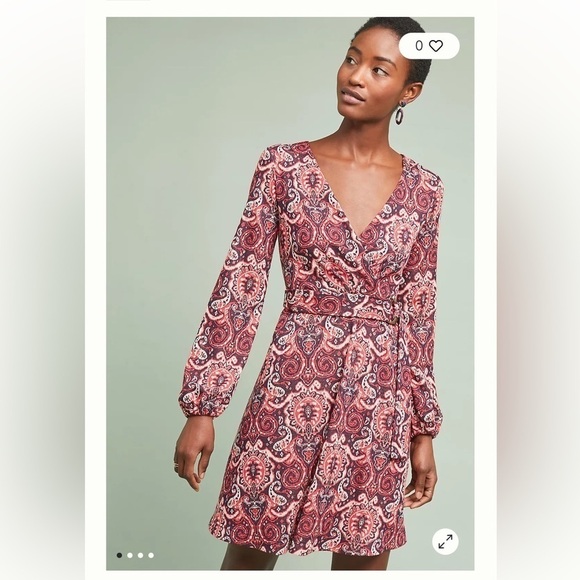 Anthropologie Dresses & Skirts - Anthropologie Maeve Red and Purple Paisley Belted Dress Size XSP